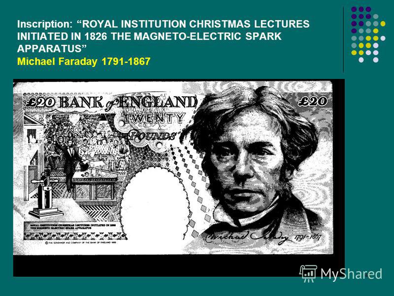 42 Inscription: ROYAL INSTITUTION CHRISTMAS LECTURES INITIATED IN 1826 THE MAGNETO-ELECTRIC SPARK APPARATUS Michael Faraday 1791-1867