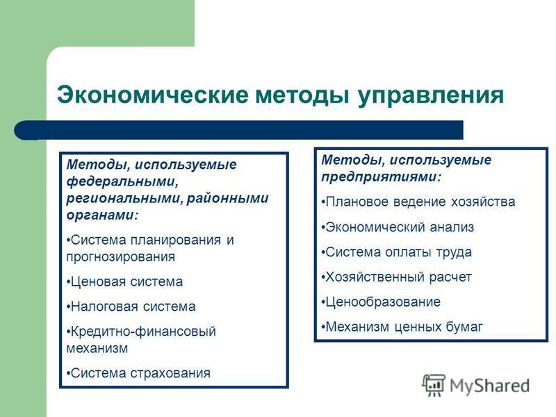 Курсовая работа: Экономические методы управления предприятием в условиях рыночной экономики