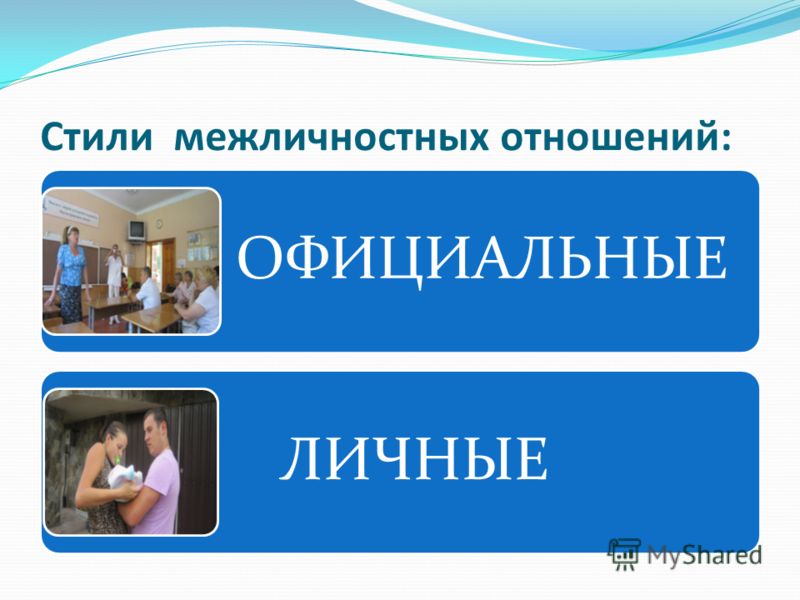 Стили межличностных отношений: ОФИЦИАЛЬНЫЕ ЛИЧНЫЕ
