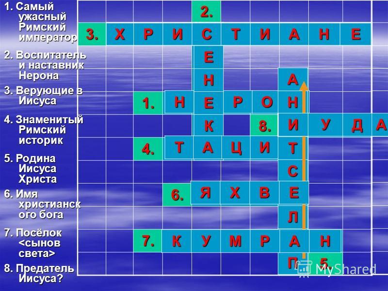 7 класс кроссворд про императоров по истории