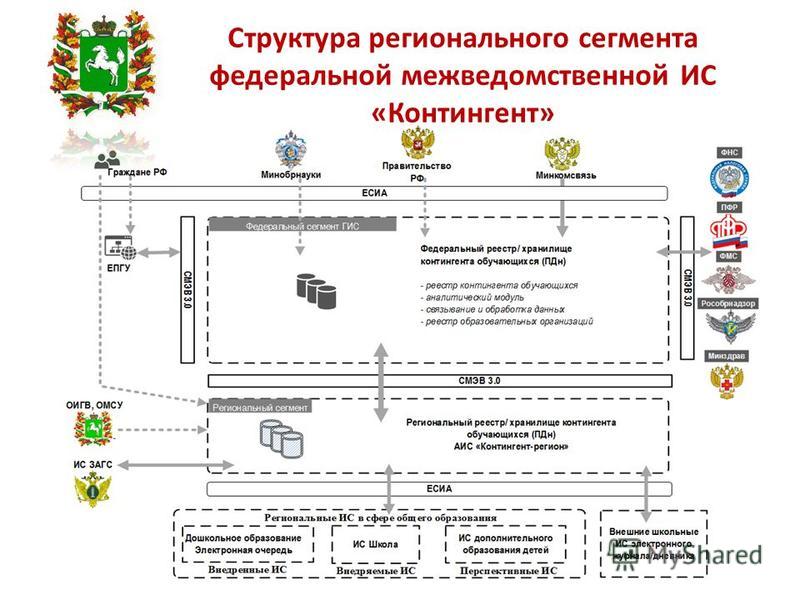 Структура регионального сегмента федеральной межведомственной ИС «Контингент»
