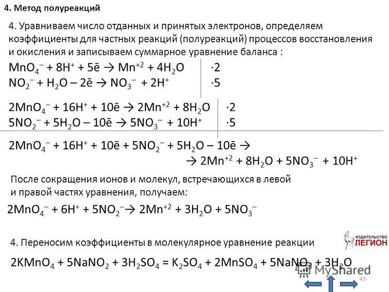 Из приведенного ниже списка выпишите полуреакции окисления восстановления - Tour