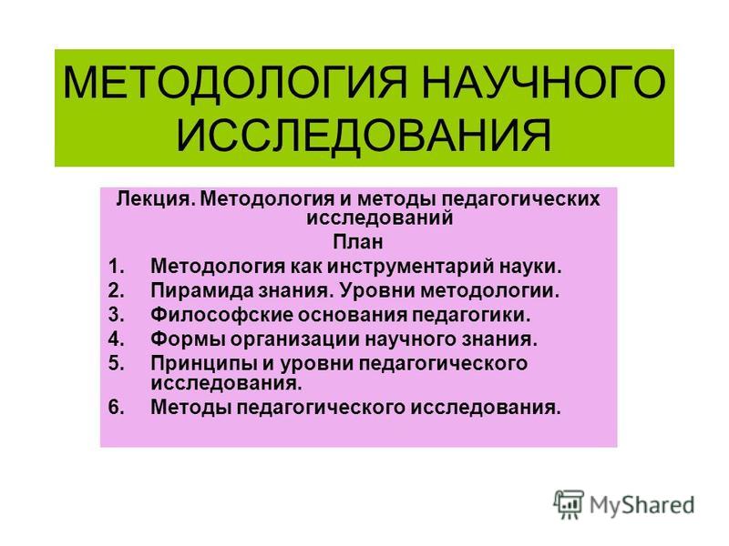 Лекция по теме Методы научных исследований 