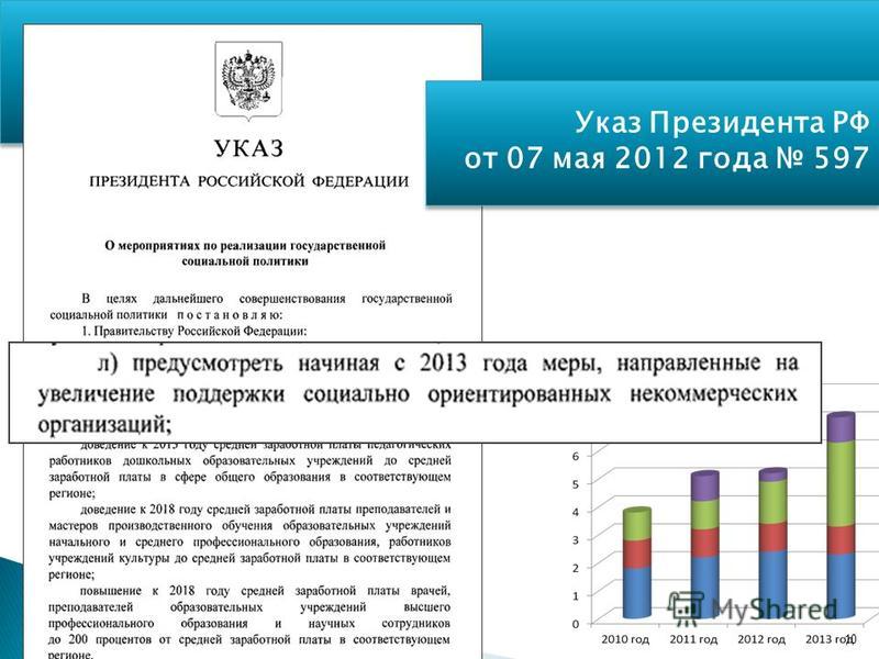 Указ Президента РФ от 07 мая 2012 года 597 Указ Президента РФ от 07 мая 2012 года 597 10