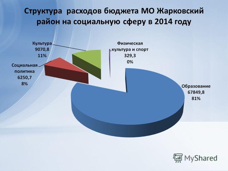 Структура расходов бюджета МО Жарковский район на социальную сферу в 2014 году