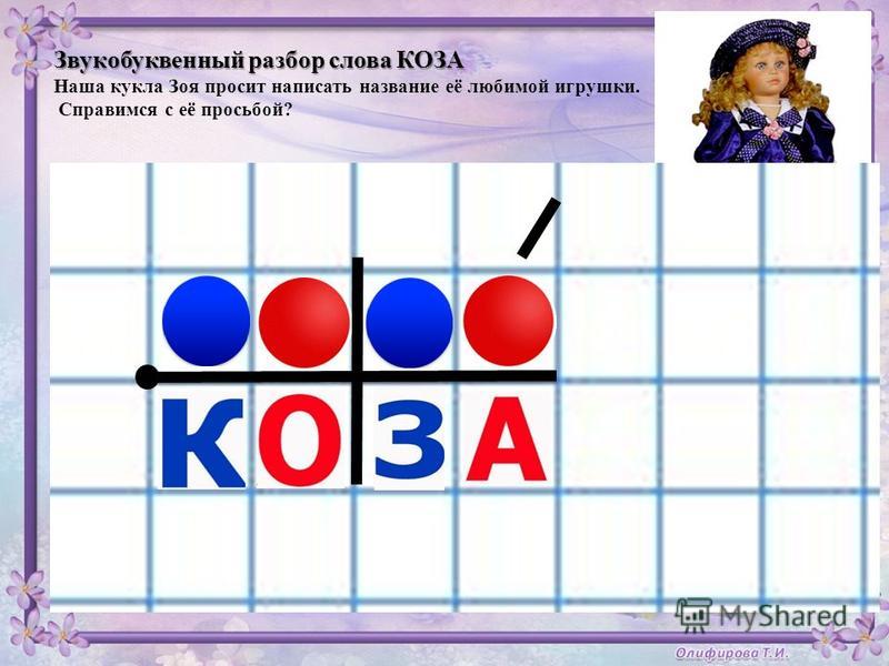 Звуковая схема слова коза