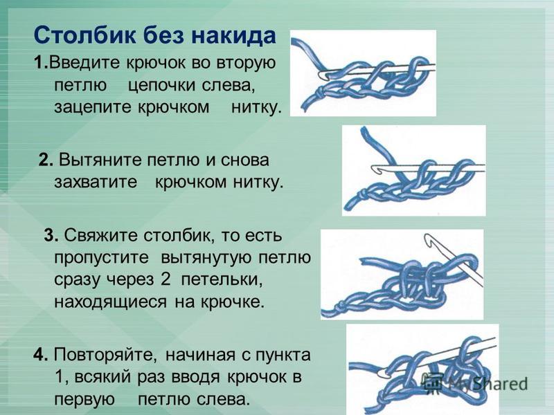 Видеоурок вязание крючком столбик без накида 46