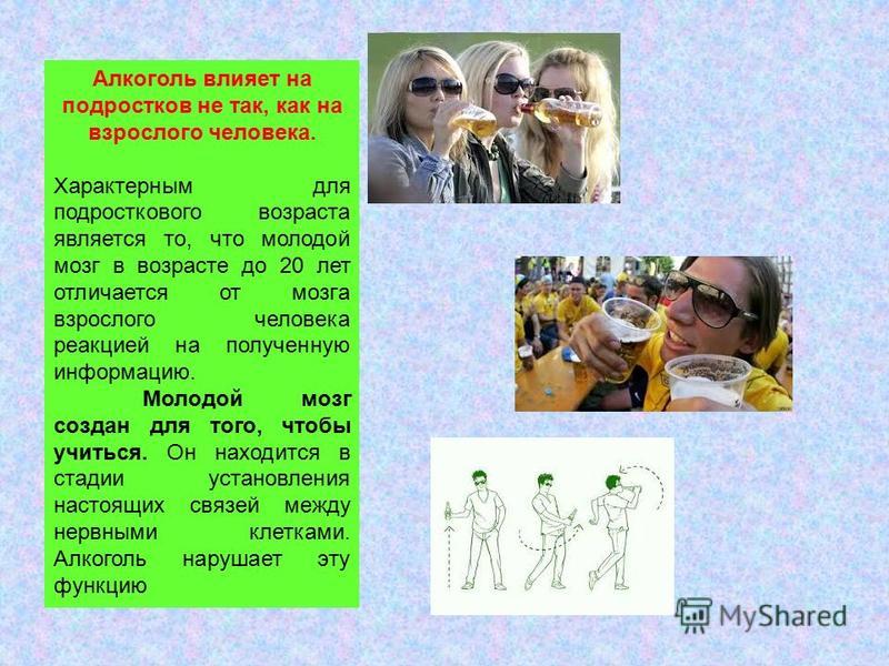 Влияние алкоголя на подростка проект