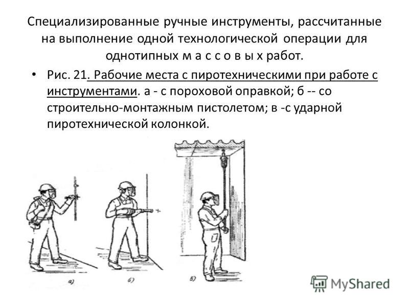 Работа с ручным пиротехническим инструментом Работа с ручным пиротехническим инструментом