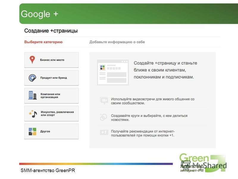 SMM-агентство GreenPR Google +