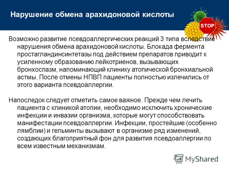 STOP Возможно развитие псевдоаллергических реакций 3 типа вследствие нарушения обмена арахидоновой кислоты. Блокада фермента простагландинсинтетазы по