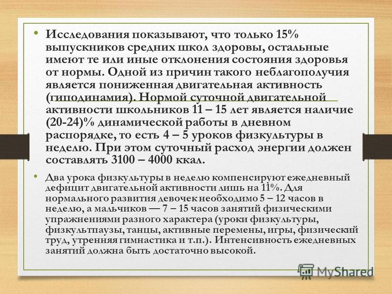 Доклад На Тему Здоровый Образ Жизни Ежедневный Двигательный Режим