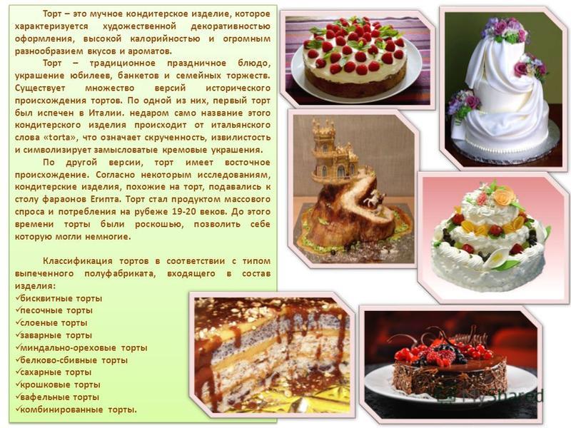 Картинки тортов и кондитерских изделий с рецептами