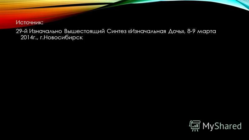 Источник: 29-й Изначально Вышестоящий Синтез «Изначальная Дочь», 8-9 марта 2014 г., г.Новосибирск