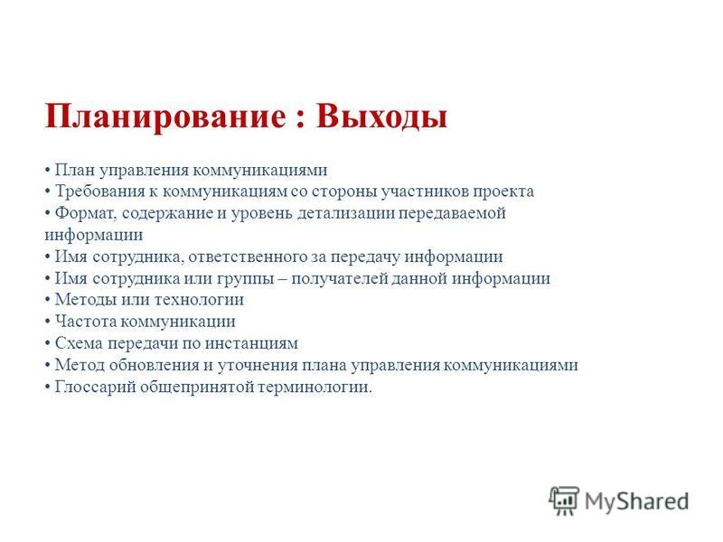 Требования к коммуникациям проекта