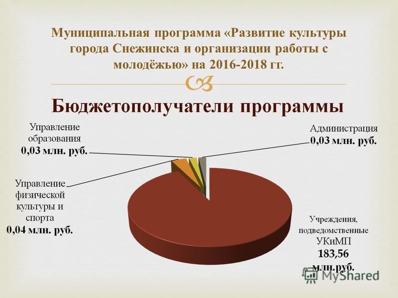Муниципальная программа « Развитие культуры города Снежинска и организации работы с молодёжью » на 2016-2018 гг.