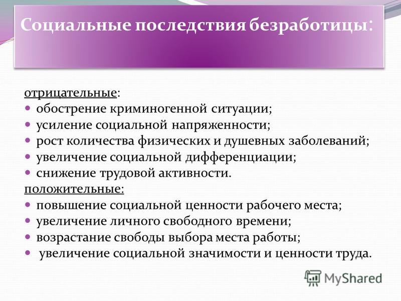 Дипломная работа: Социальные и экономические последствия безработицы