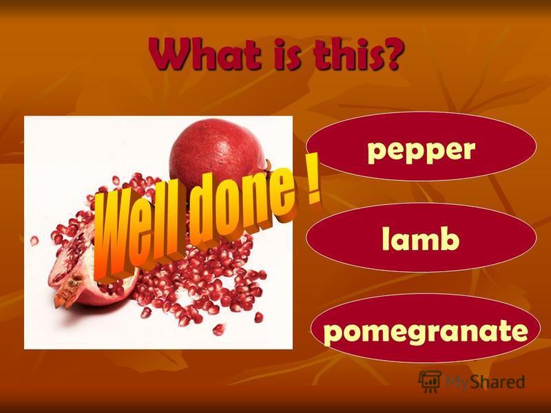 What is this? pomegranate pepper lamb