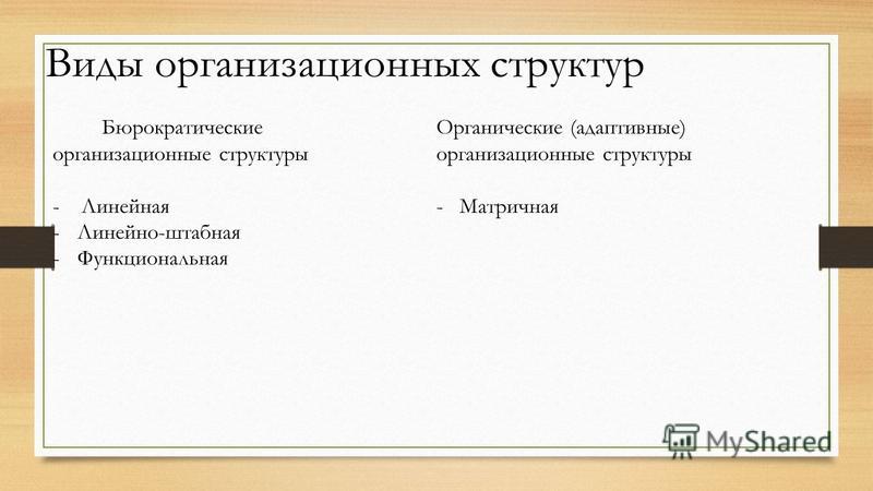 Лекция по теме Бюрократические и адаптивные организационные структуры управления