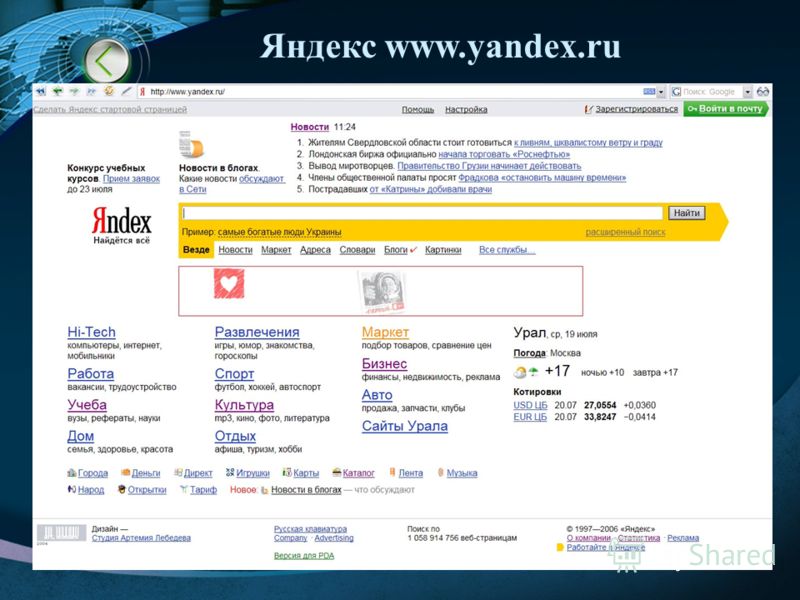 LOGO Яндекс www.yandex.ru