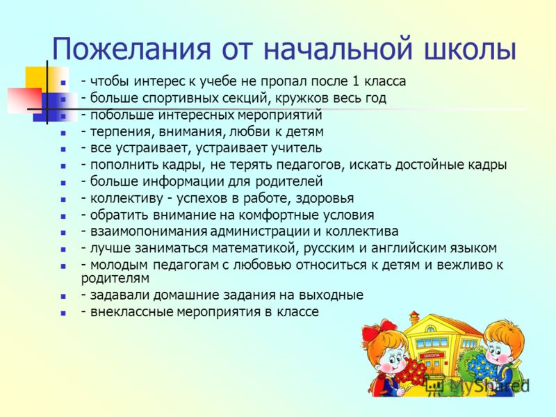 Поздравление родителям начальной школы Поздравление родителям начальной школы