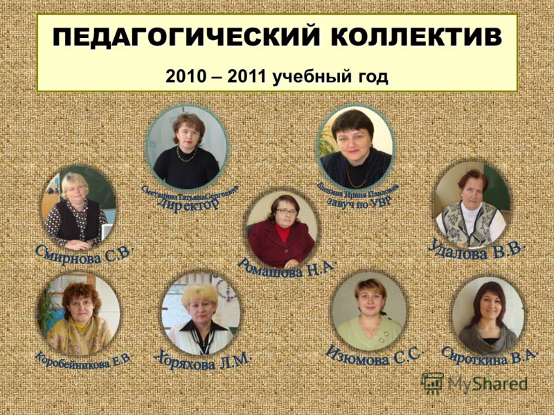 ПЕДАГОГИЧЕСКИЙ КОЛЛЕКТИВ 2010 – 2011 учебный год