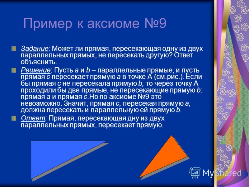 Аксиома параллельных прямых. (7 класс) - презентация онлайн Какие утверждения называют аксиомами приведите примеры аксиом Какие утверждения называют аксиомами приведите примеры аксиом Какие утверждения называют аксиомами приведите примеры аксиом Аксиоматика Пример