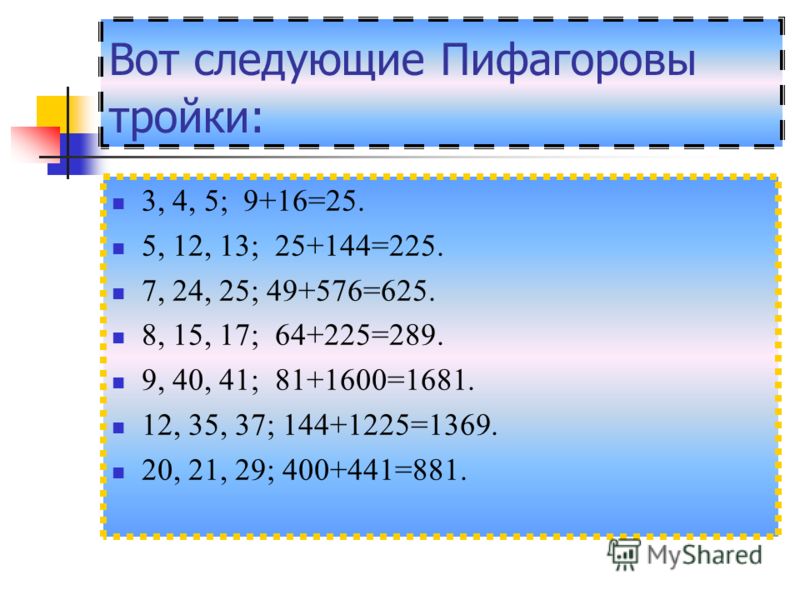 Презентация пифагоровы тройки