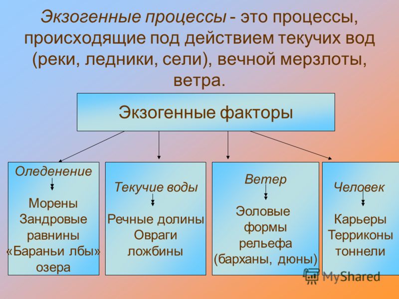Экзогенный процесс связанный с Экзогенный процесс связанный с