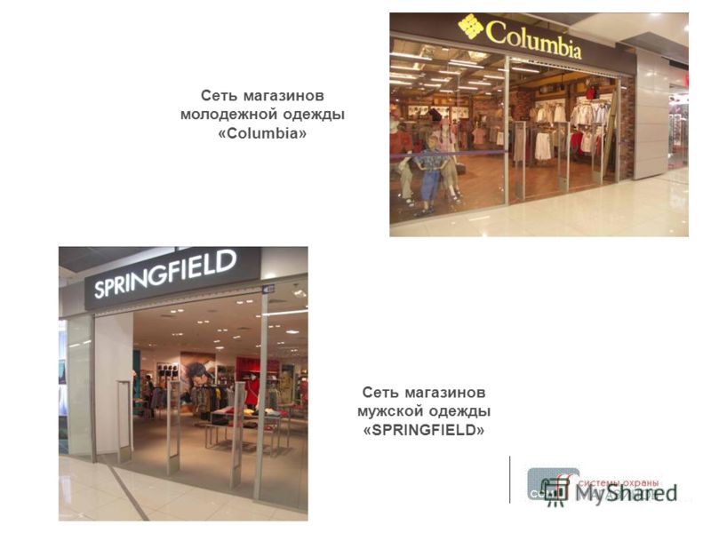 Сеть магазинов молодежной одежды «Columbia» Сеть магазинов мужской одежды «SPRINGFIELD»