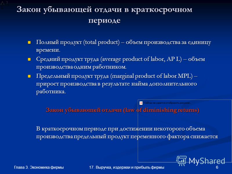 Пример закона убывающей отдачи в производстве Показатели Выпуска Фирмы - 78 фото