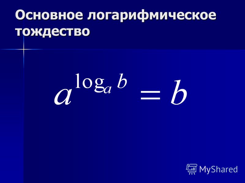 Запишите основное логарифмическое тождество приведите пример Презентация на тему: "Показатель степени, в которую нужно возвести основание, чт