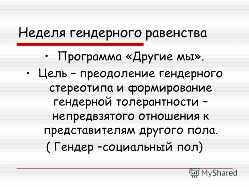Мое отношение к гендерным стереотипам Мое отношение к гендерным стереотипам