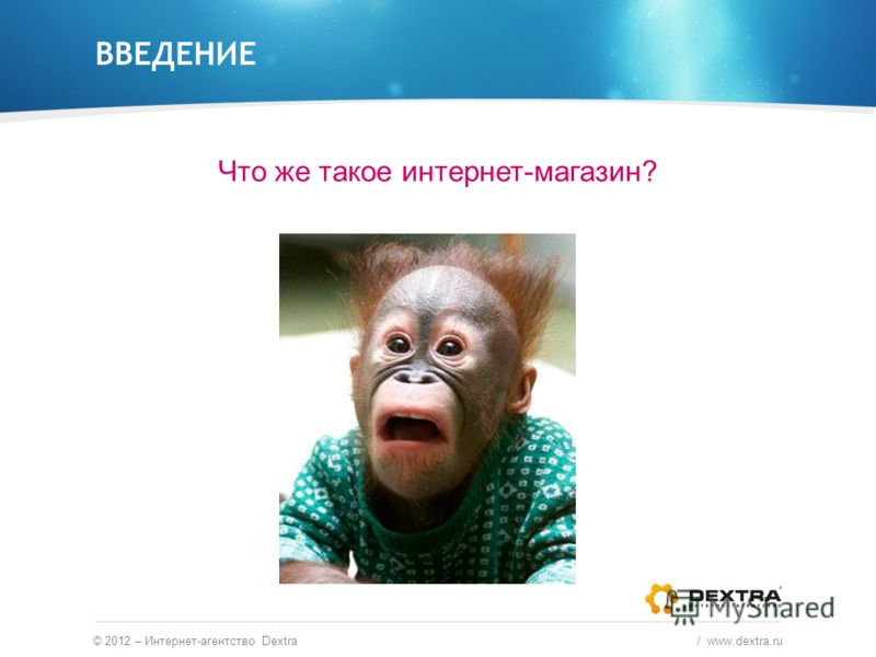 ВВЕДЕНИЕ Что же такое интернет-магазин? © 2012 – Интернет-агентство Dextra / www.dextra.ru