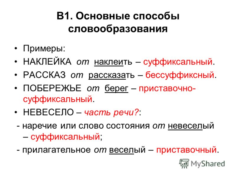 Способы слов в русском языке таблица