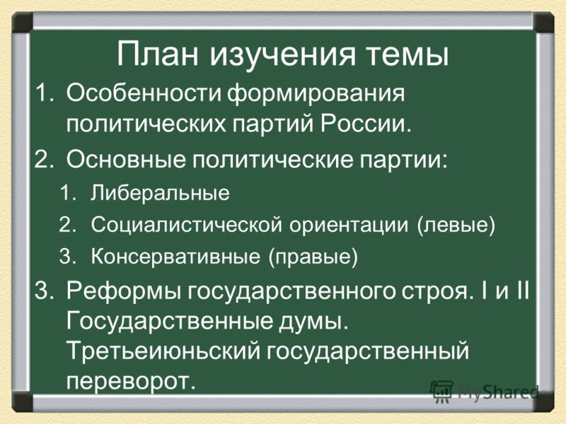 Домашняя работа по истории 9 класс загладин основный политические партии и их программы