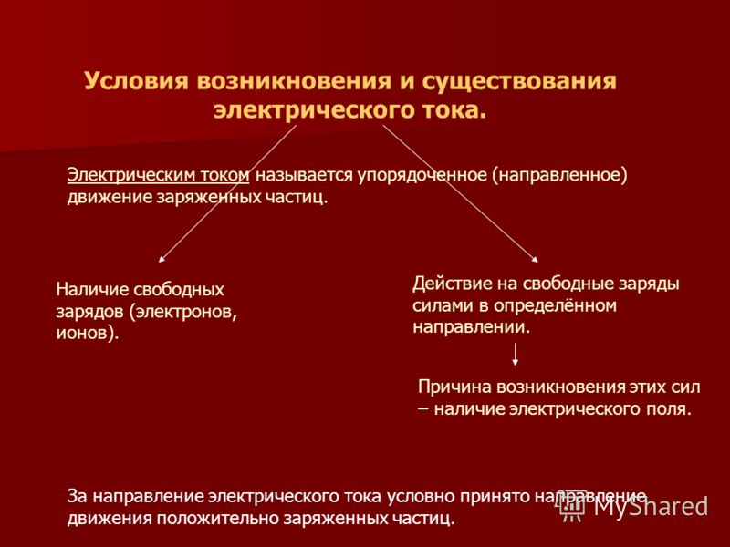 Условия существования электрического тока схема Условия существования тока - Вопросы и ответы
