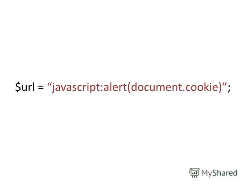 $url = javascript:alert(document.cookie);