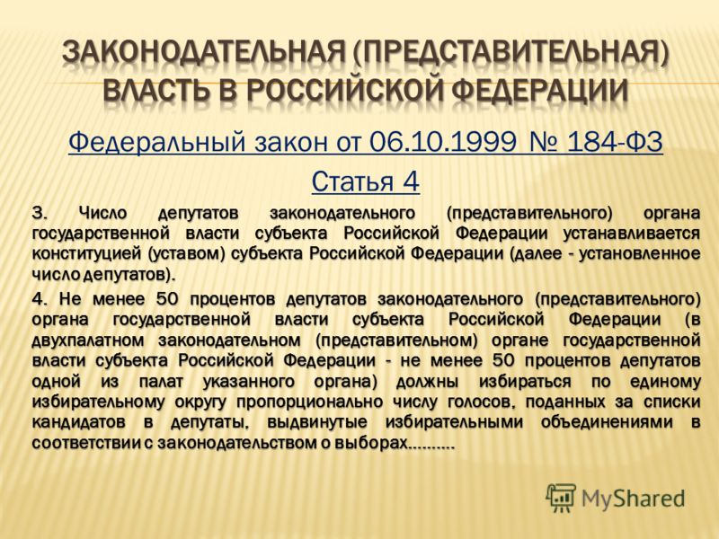 Органы законодательной власти субъектов рф презентация