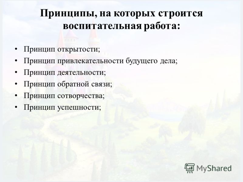 Принципы на которых строятся отношения Принципы на которых строятся отношения