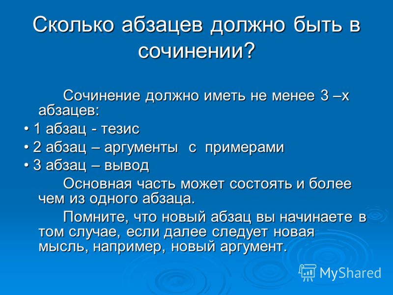 Сочинение 4 абзаца пример