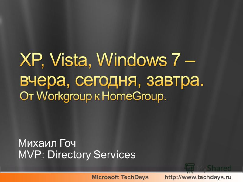 Microsoft TechDayshttp://www.techdays.ru Михаил Гоч MVP: Directory Services