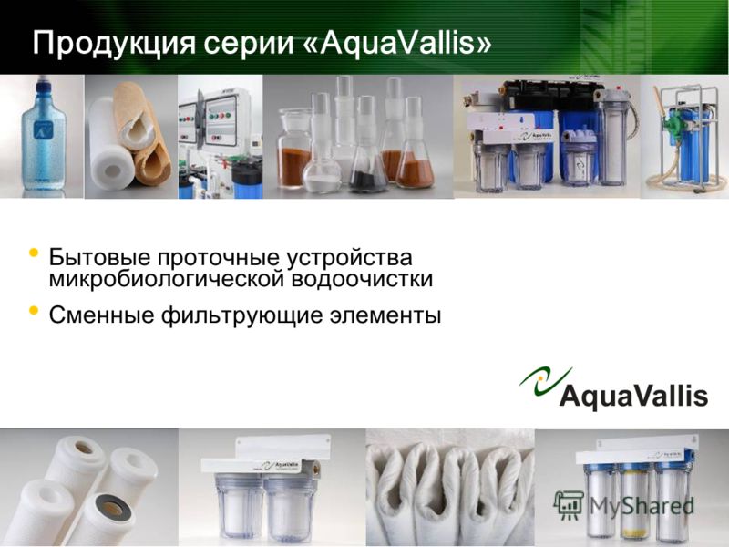 Бытовые проточные устройства микробиологической водоочистки Сменные фильтрующие элементы Продукция серии «AquaVallis»