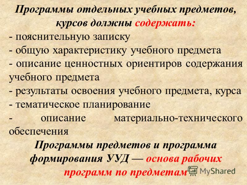 Программы по учебным предметам пнш