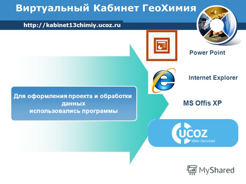 www.thmemgallery.com Company Logo Для оформления проекта и обработки данных использовались программы Виртуальный Кабинет ГеоХимия http://kabinet13chimiy.ucoz.ru Internet Explorer MS Offis XP Power Point