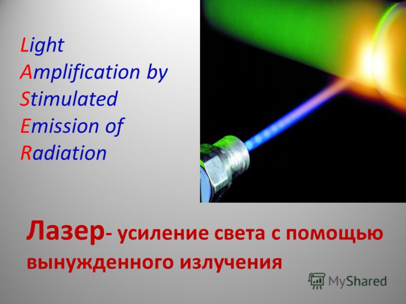 Лазер - усиление света с помощью вынужденного излучения Light Amplification by Stimulated Emission of Radiation