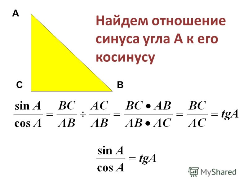 Чему равно отношение косинуса к косинусу Чему равно отношение косинуса к косинусу