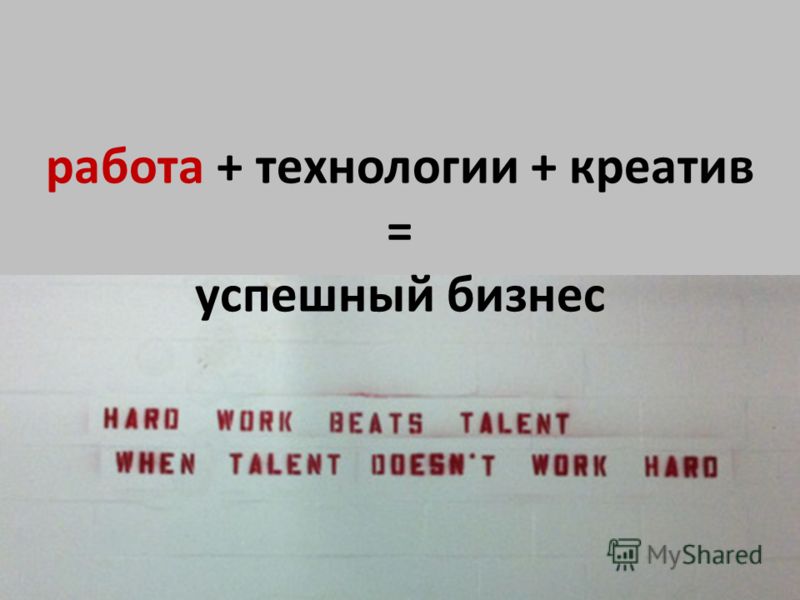 работа + технологии + креатив = успешный бизнес