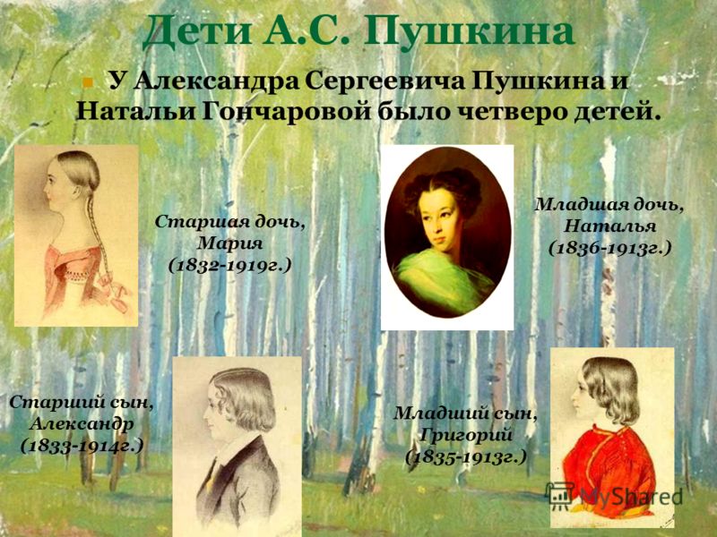 Дети пушкина и гончаровой