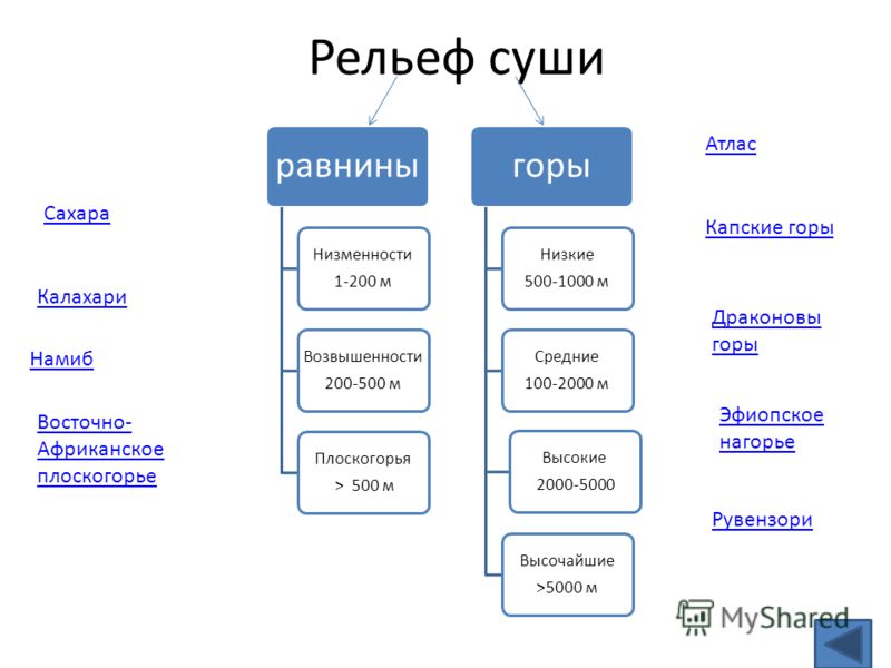 Схема виды равнин африки по высоте примеры фото 694